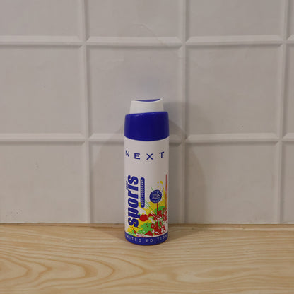Wukusy Next Sports men's fragrance body spray and deodorant in 200ml bottle, ideal for long-lasting daily use.