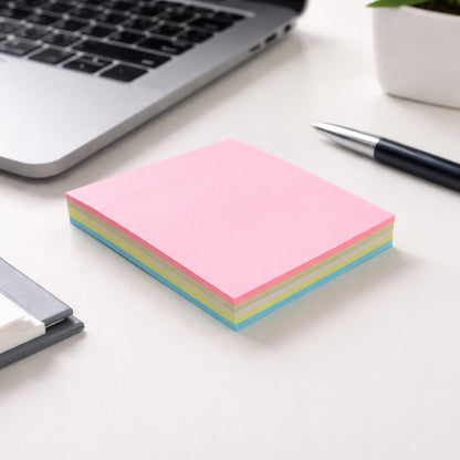 Wukusy 100-sheet sticky note pad with 3.3-inch size for quick notes, featuring bright yellow pages and adhesive backing.