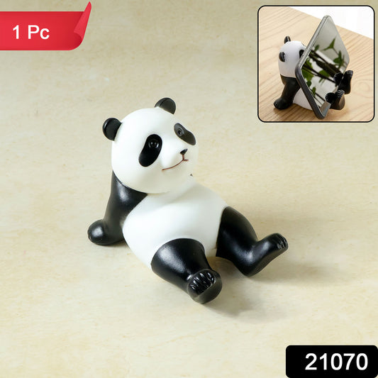 Wukusy cute panda mobile phone stand holder displaying a panda shape, designed to hold smartphones securely on a flat surface.
