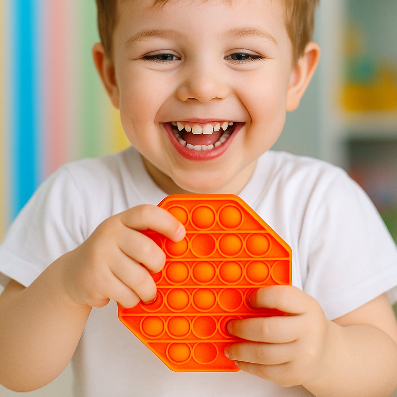 Wukusy premium hexagon silicone pop it fidget toy with colorful bubbles for stress relief and sensory play.