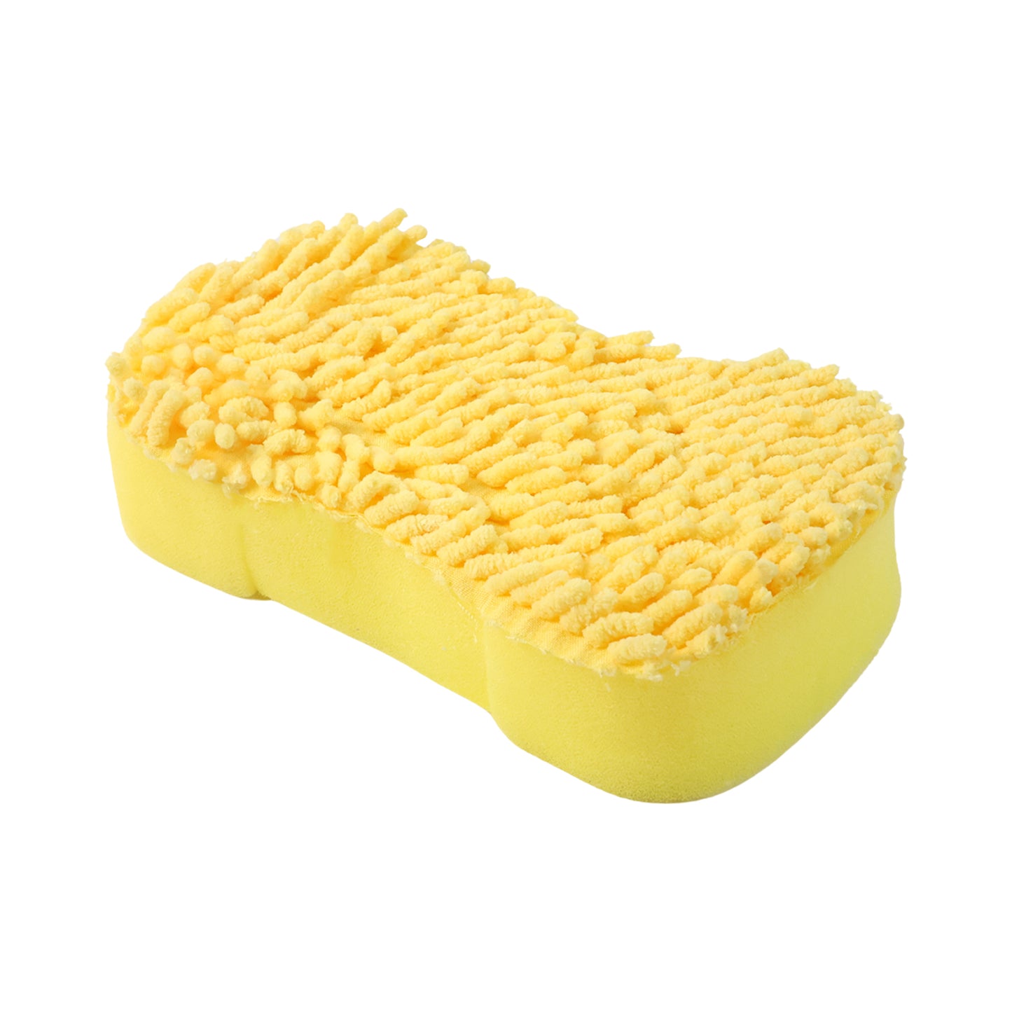 Wukusy chenille microfiber car washing sponge for gentle, effective cleaning of car surfaces, shown in close-up view.