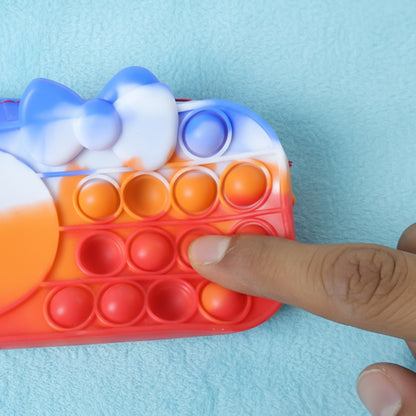 Wukusy multifunction Pop It pencil pouch with colorful silicone bubbles and zipper closure, ideal for organizing stationery.