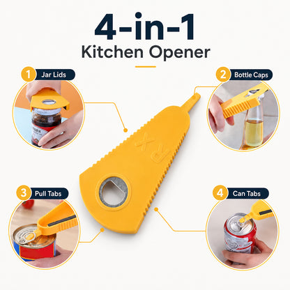 Wukusy stainless steel multipurpose bottle opener tool, kitchen and bar can opener with ergonomic handle and sturdy design