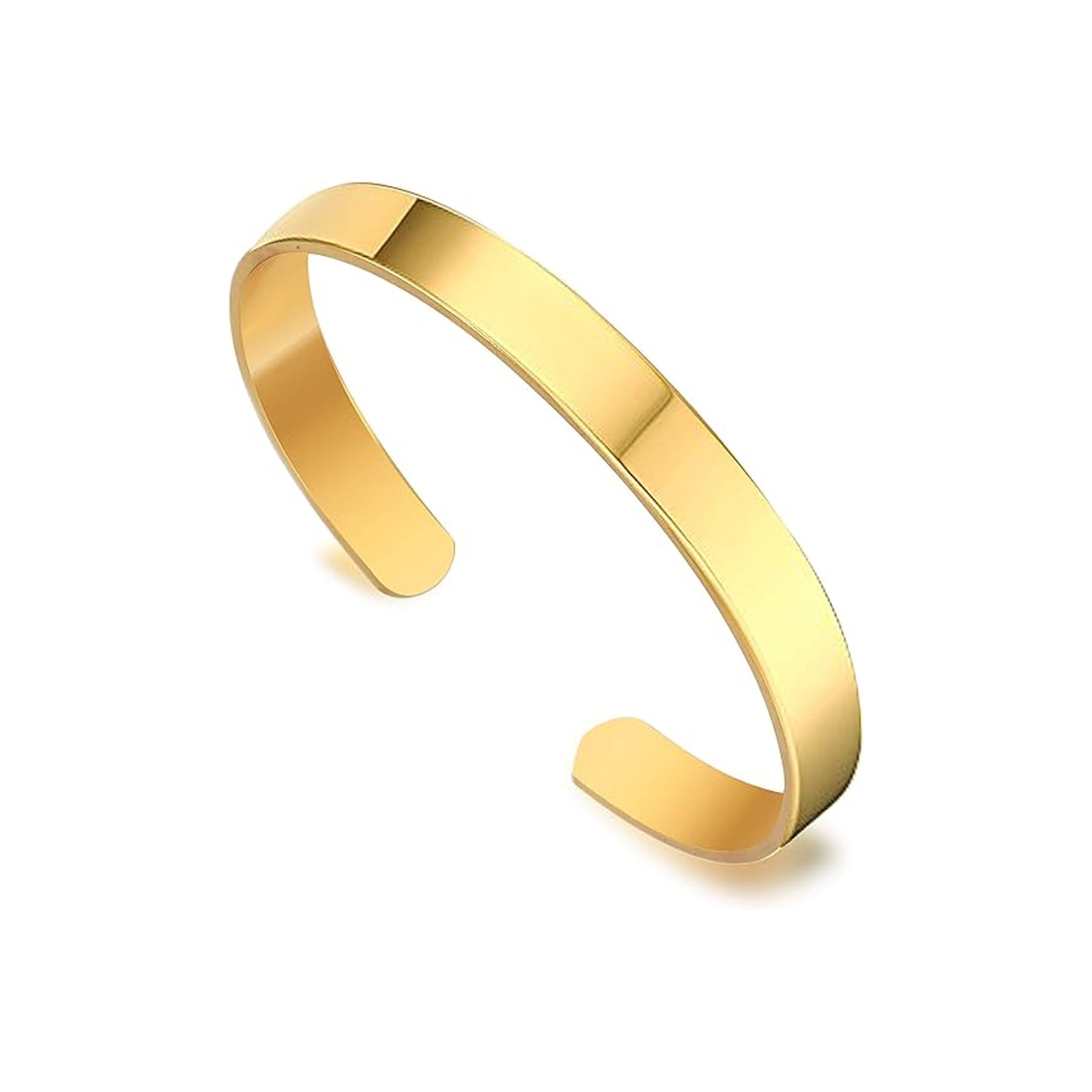 Elegant gold finish open cuff bracelet by Wukusy, showcasing a sleek, minimalist design with a polished gold surface and open cuff style.