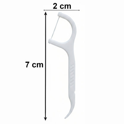 Wukusy 2-in-1 dental floss sticks set with box for teeth cleaning and flossing, featuring ergonomic handles and disposable floss tips.