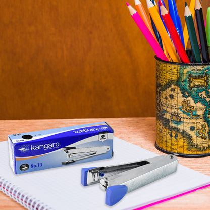 Wukusy Kangaro No.10 compact metal stapler for office use, with a sleek black finish and sturdy construction.