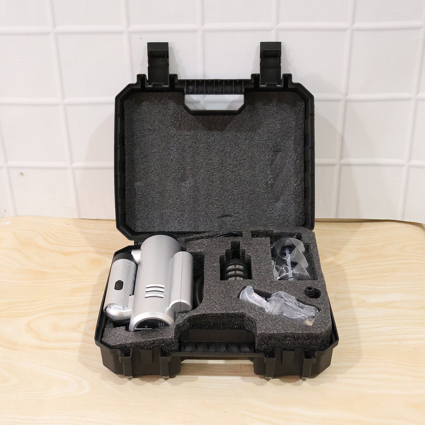 Wukusy high pressure cordless car washer gun kit with hose and foam attachment for portable car cleaning.