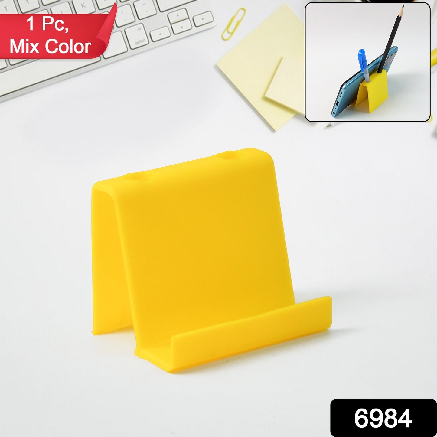 Colorful Wukusy multifunctional plastic mobile phone stand and pen holder with adjustable support and storage compartments.