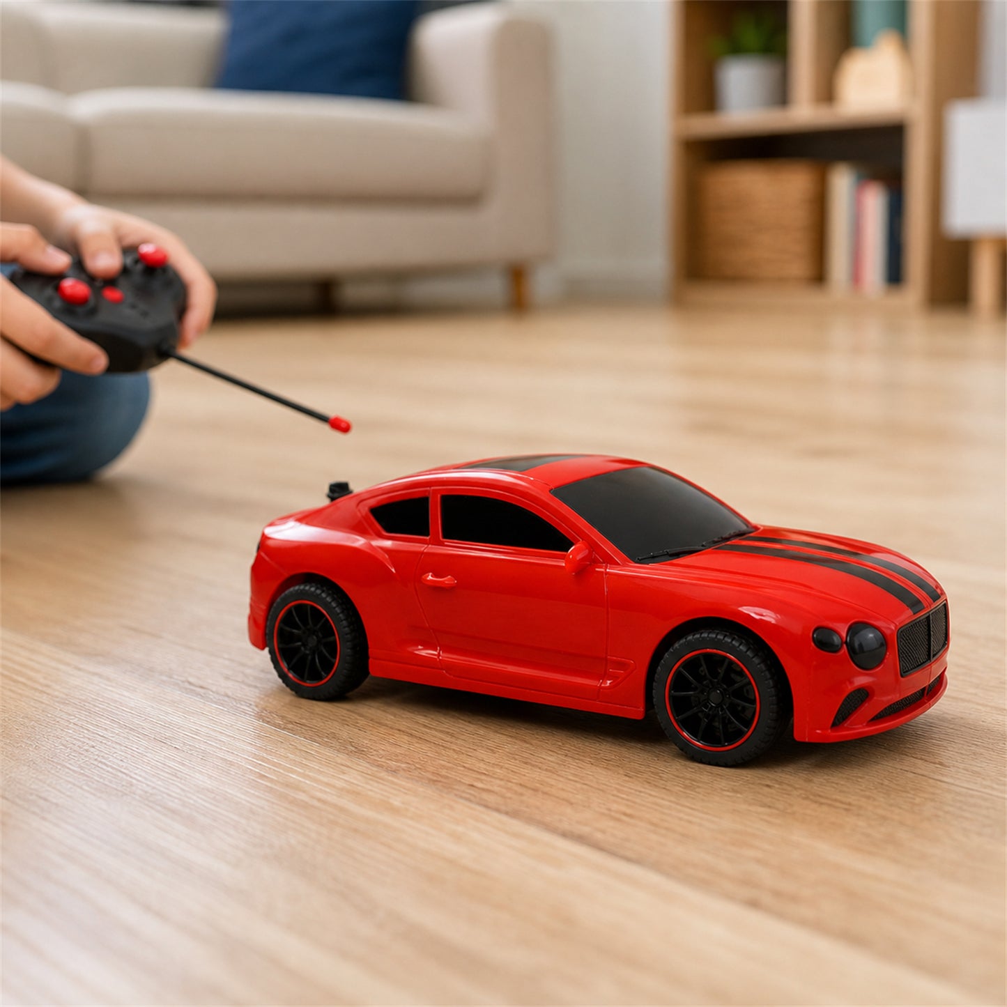 Wukusy remote control sports car toy for kids, high-speed RC racing car in vibrant colors, designed for kids and boys.