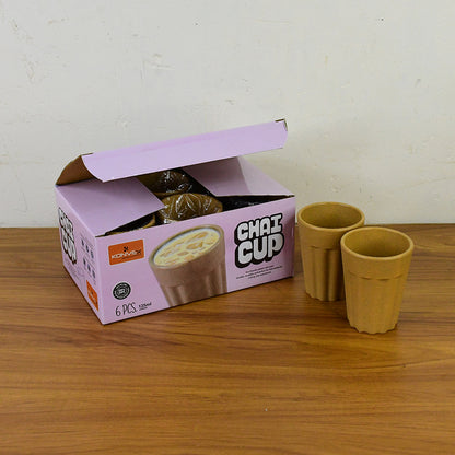 Set of 6 Wukusy Konvex Traditional Chai Cups, 125ml each, made for home and kitchen use, with a distinctive convex design.