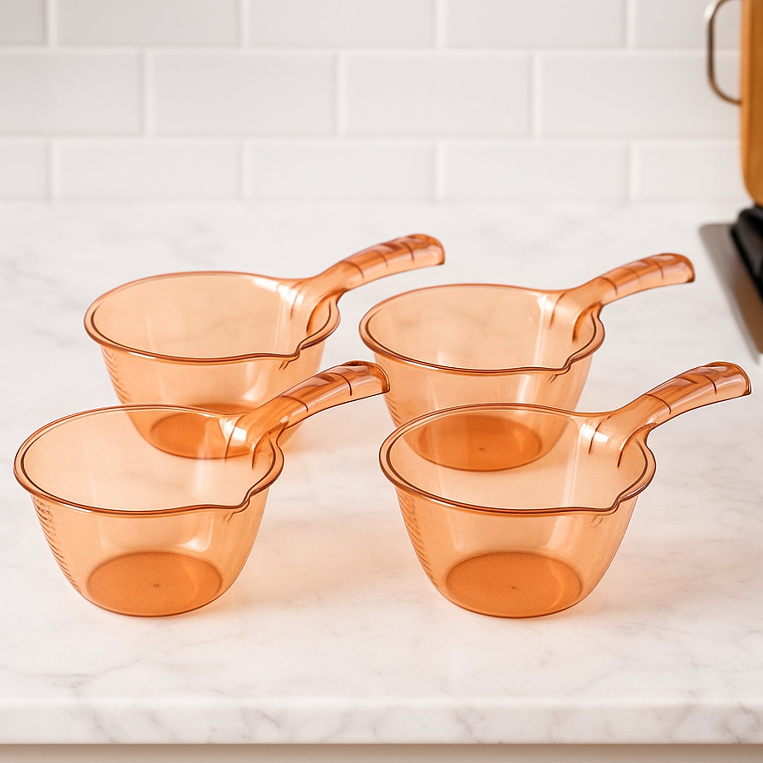 Set of four Wukusy 1100ml multipurpose kitchen washing and straining bowls with handles and drainage holes.