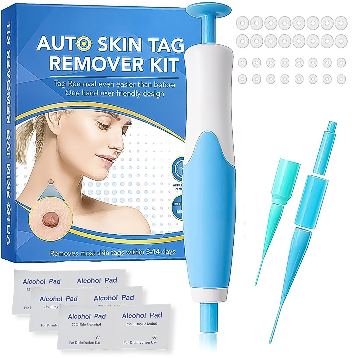 Wukusy Skin Tag Remover Kit 2-in-1 for small to large skin tags, featuring tools for precise removal, in a health and beauty set.