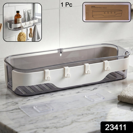 Wukusy stylish bathroom wall shelf with hooks, multi-purpose storage organizer for bathroom decor and organization