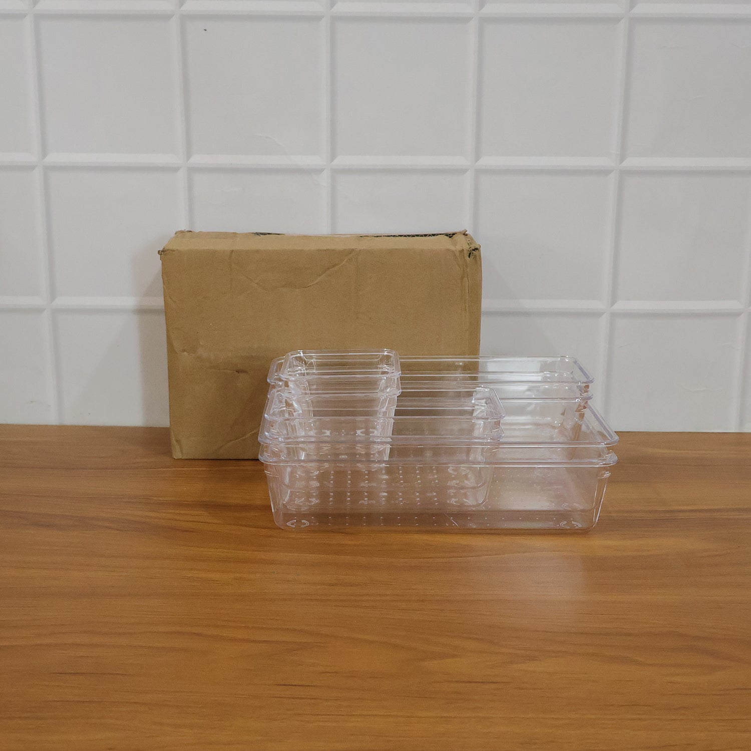 Wukusy 8-in-1 drawer organizer storage tray set with multiple compartments for kitchen or office organization.