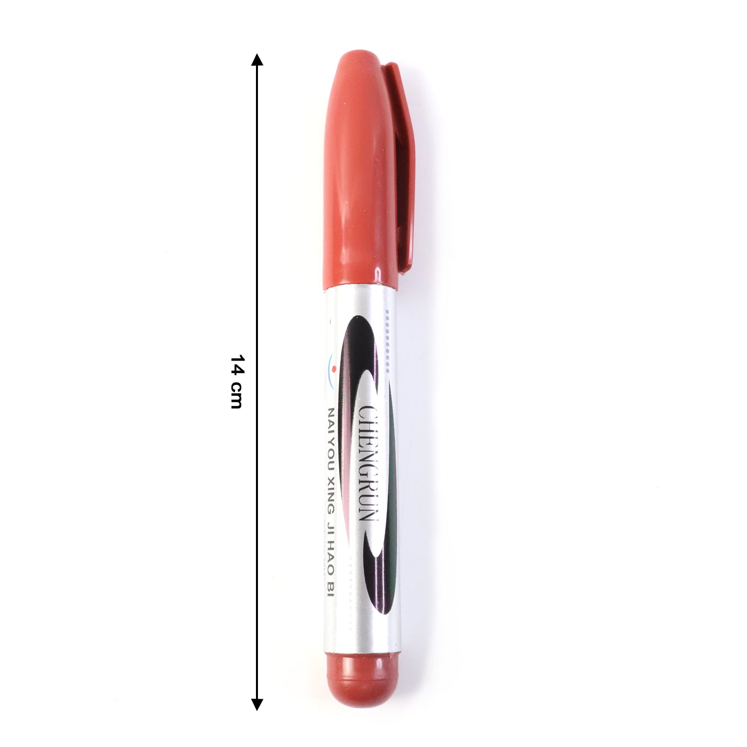 Maroon Wukusy premium permanent marker pen with fine tip on a white background, showcasing the pen's color and design
