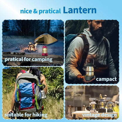 Wukusy LED camping light with retro design, rechargeable battery, portable travel lighting, battery type-C charging, single unit