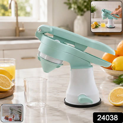 Wukusy manual citrus juicer hand press for fresh fruit juice, featuring a sturdy handle and compact design for easy use.