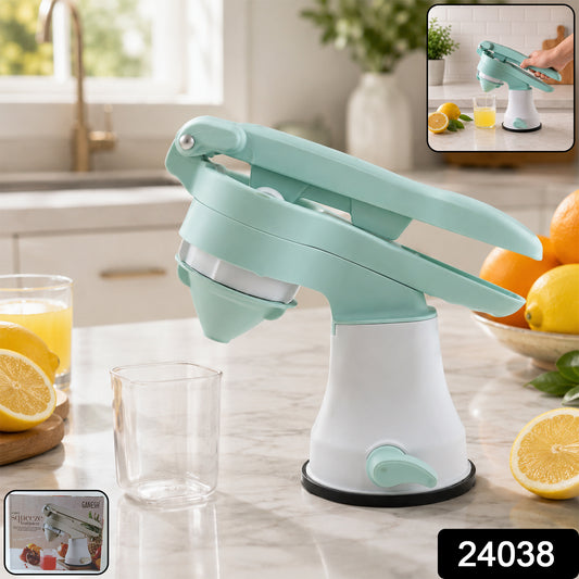 Wukusy manual citrus juicer hand press for fresh fruit juice, featuring a sturdy handle and compact design for easy use.