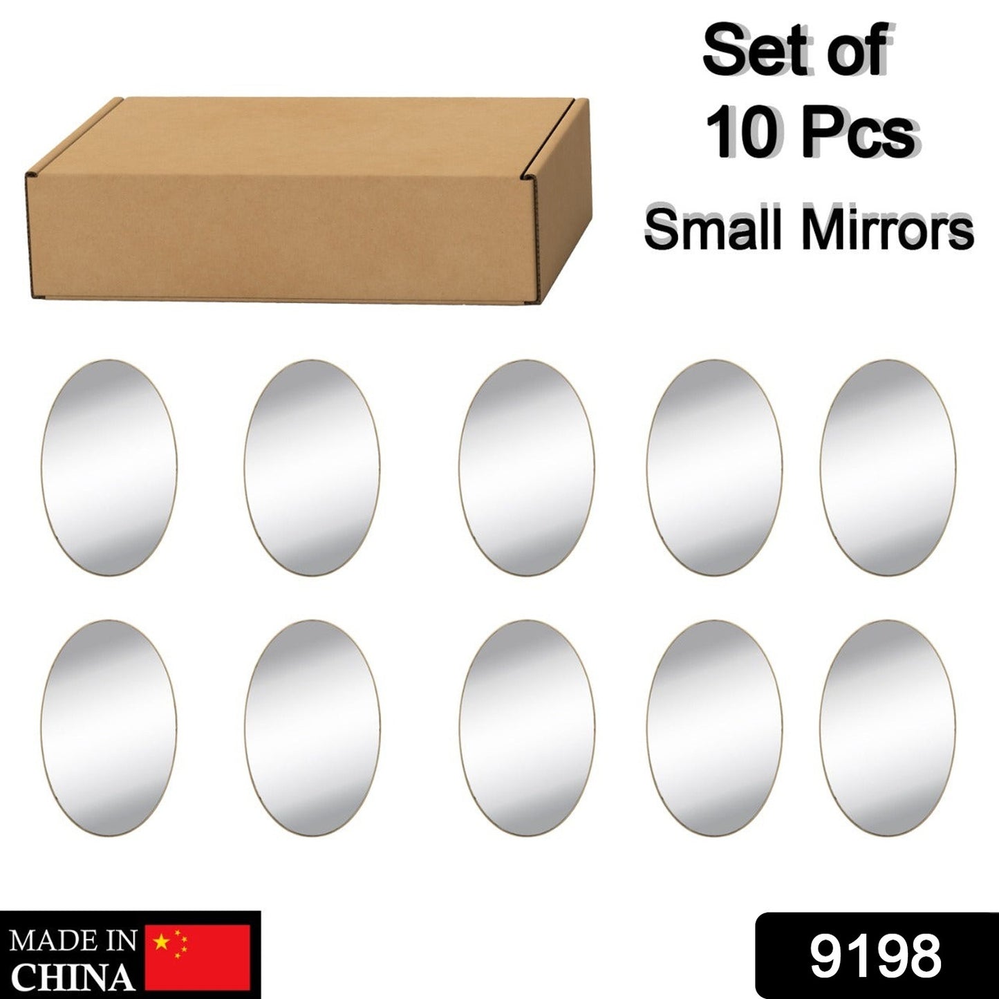 Wukusy 9198 small oval wall mirror sticker for dressing room, adhesive home improvement decor, reflective and stylish.