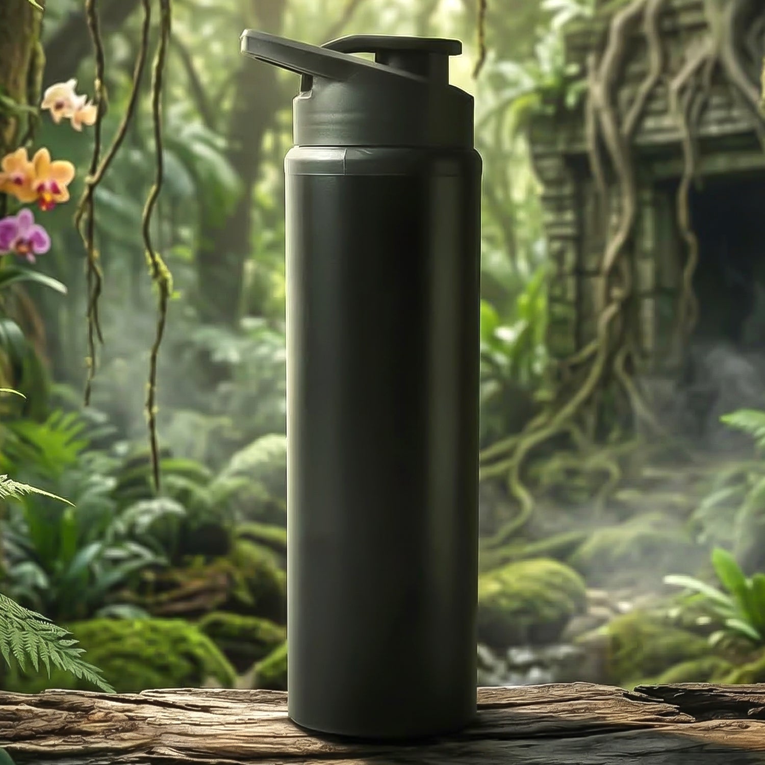 Wukusy premium stainless steel sports water bottle with flip top lid, 900 ml capacity, sleek design and leak-proof spout.