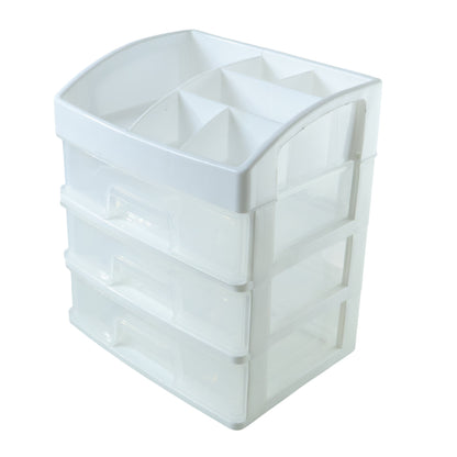 Wukusy 3-layer multipurpose desktop storage organizer with compartments for office supplies and stationery.