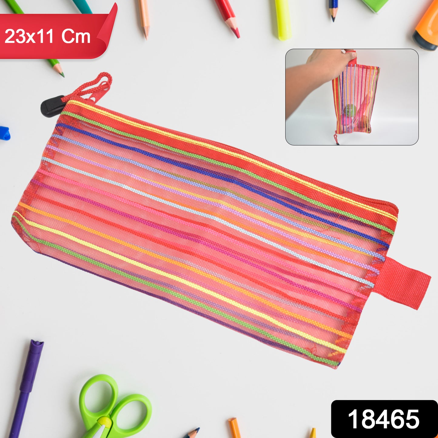 Transparent nylon mesh zippered pouch by Wukusy, versatile office organizer with clear design and secure zipper closure.