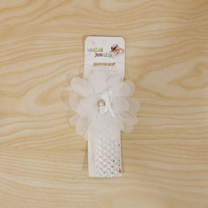 Cute soft elastic floral baby headband by Wukusy, stylish stretchable hair accessory for infants with colorful floral design.