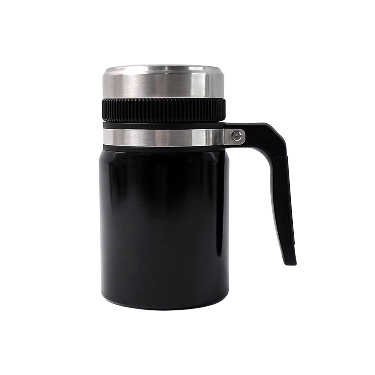 Stainless steel vacuum coffee cup with non-slip base, approximately 600ml, by Wukusy, designed for secure grip and hot beverage insulation.