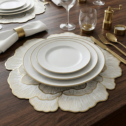 Round floral design PVC table mat by Wukusy, 36x36 cm, featuring colorful floral patterns on durable material
