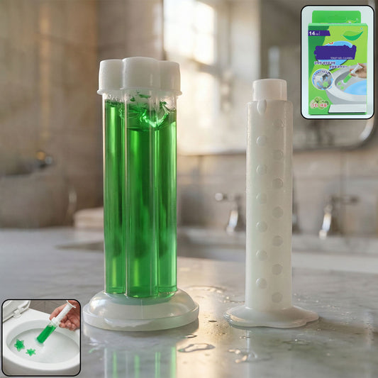 Wukusy automatic toilet cleaning gel dispenser mounted on bathroom wall, designed for easy toilet cleaning and freshening.