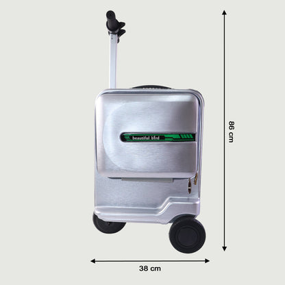 Wukusy electric ride-on scooter travel bag with foldable trolley, durable fabric and adjustable straps for easy transport.