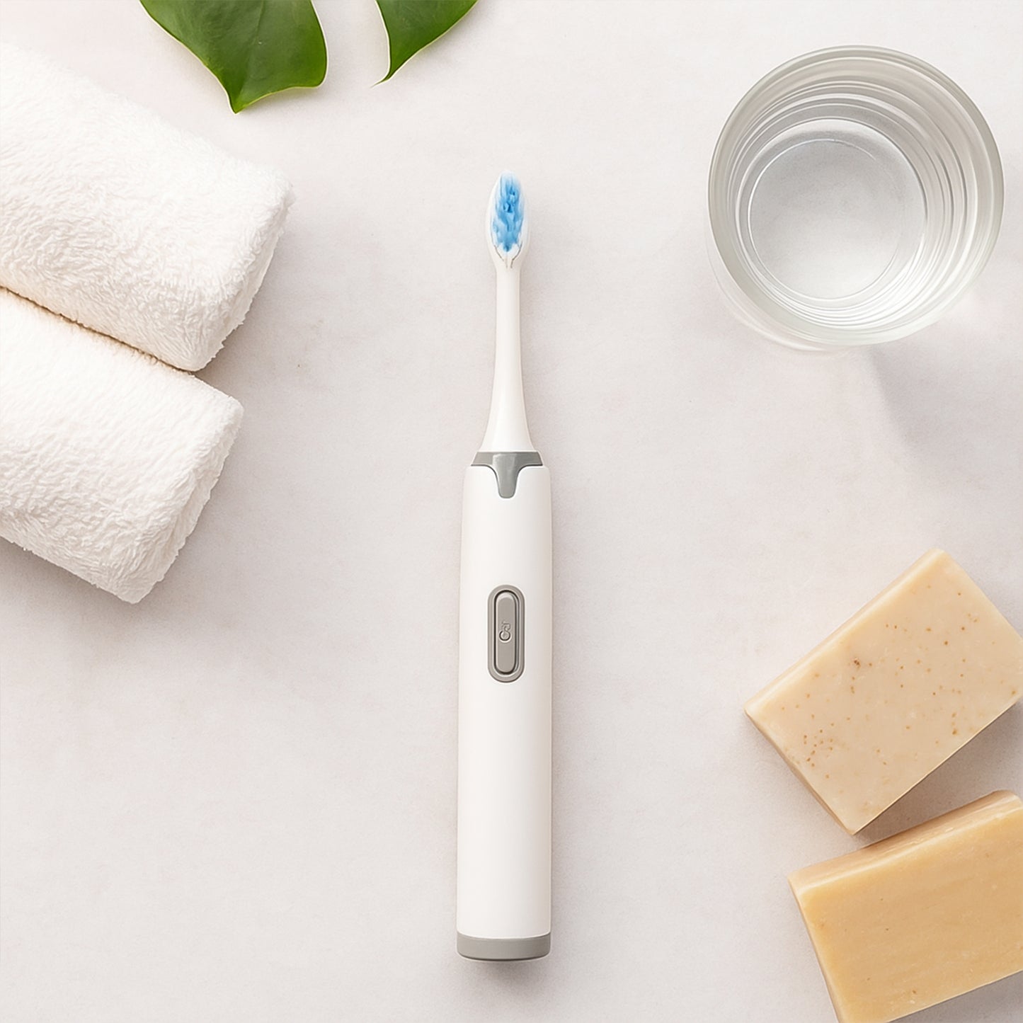 Electric toothbrush by Wukusy with battery operation, showing a sleek design and brush head for effective oral cleaning.