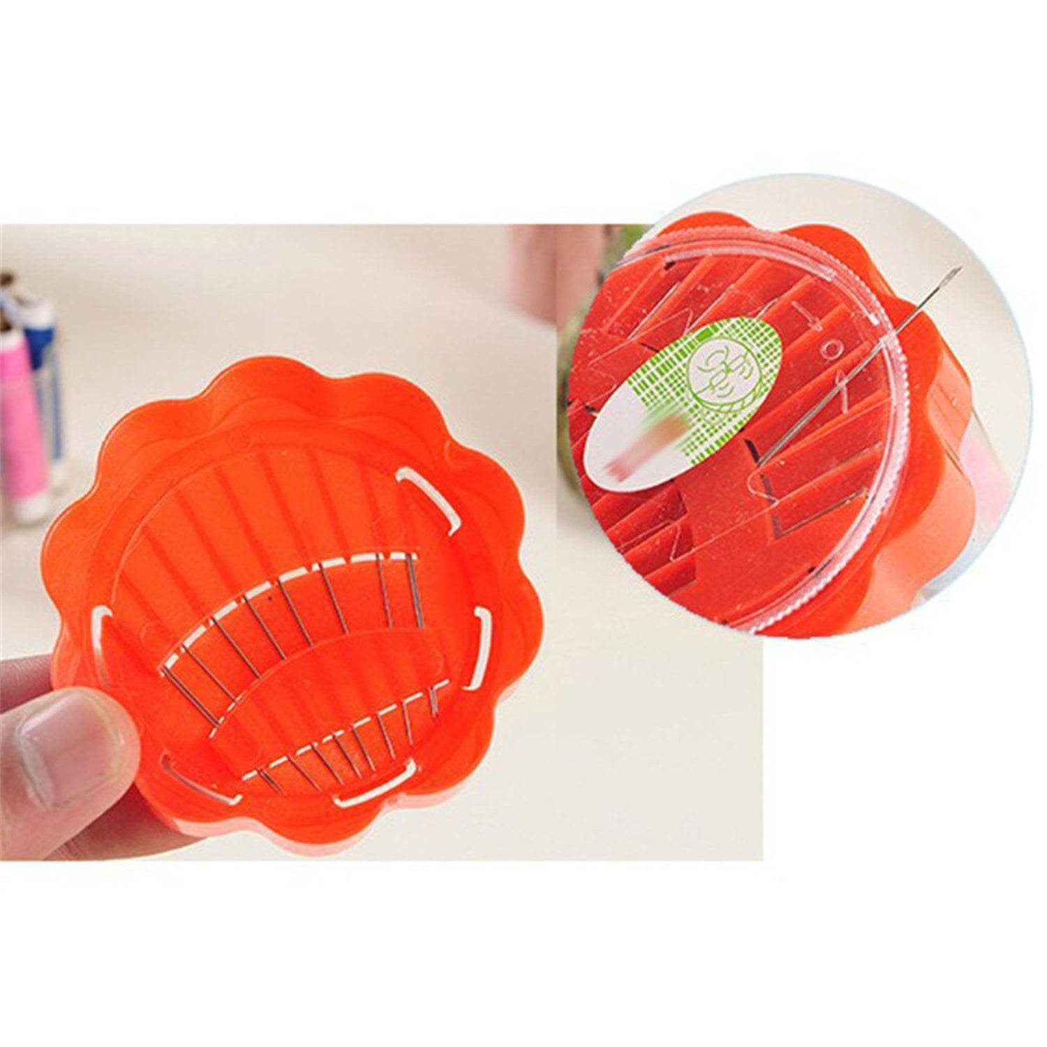 Wukusy 6050 24-piece sewing box with compartments for thread spools and sewing supplies, ideal for home sewing storage.