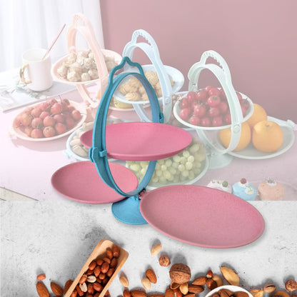 Foldable Wukusy fruit plate and candy dish with mirror shape, versatile dried fruit tray, in a home and kitchen setting.