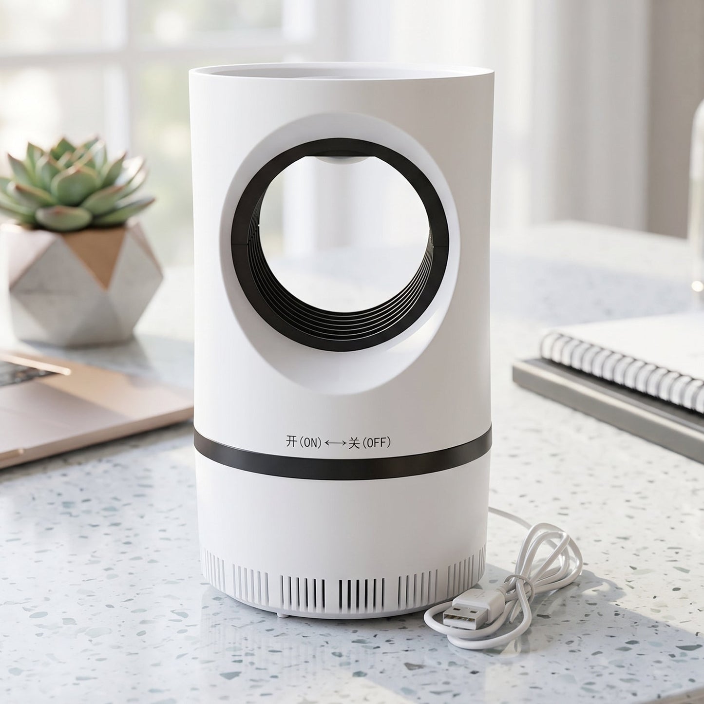 Wukusy electric USB mosquito killer lamp with suction trap for indoor insect control, compact design with a built-in light.