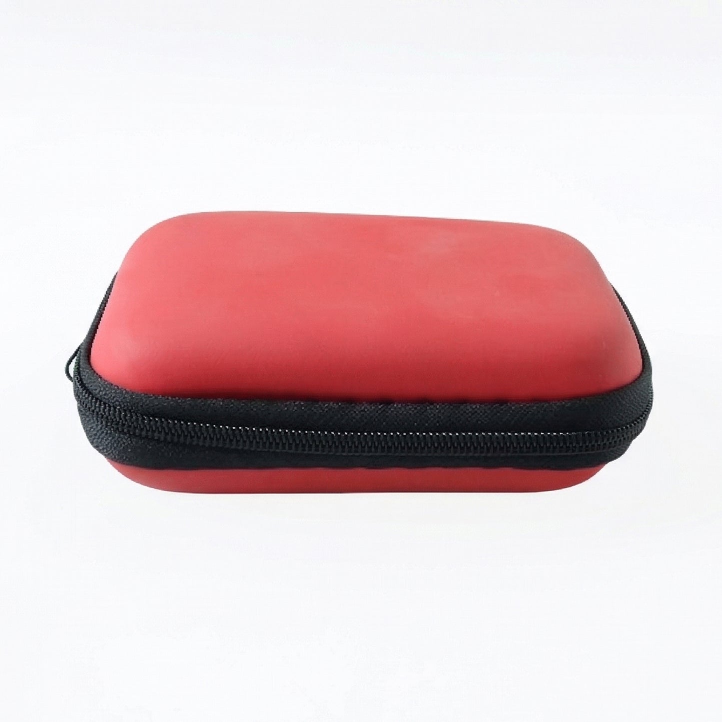 Wukusy premium wired earphones with zipper carry case set, black earphones and compact storage case on a white background
