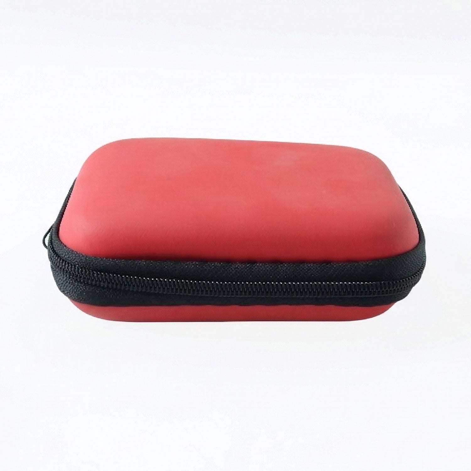 Wukusy premium wired earphones with zipper carry case set, black earphones and compact storage case on a white background