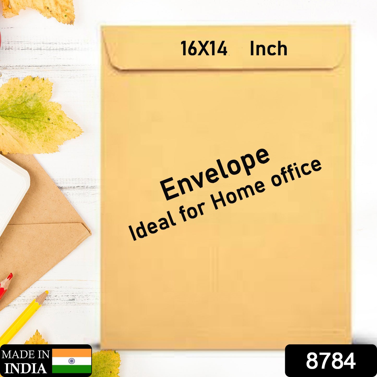 Brown Kraft envelopes, 16x14 inches, Wukusy office stationery, self-seal invitation and postcard envelopes, durable kraft paper