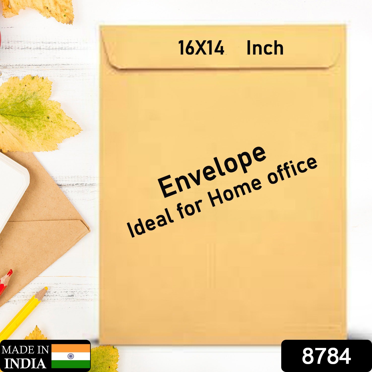 Brown Kraft envelopes, 16x14 inches, Wukusy office stationery, self-seal invitation and postcard envelopes, durable kraft paper