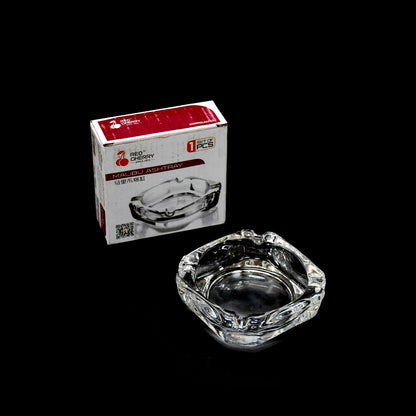 Wukusy Brunswick Crystal Glass cigar and cigarette ashtray, round tabletop design for home or outdoor use, elegant home decor accessory.