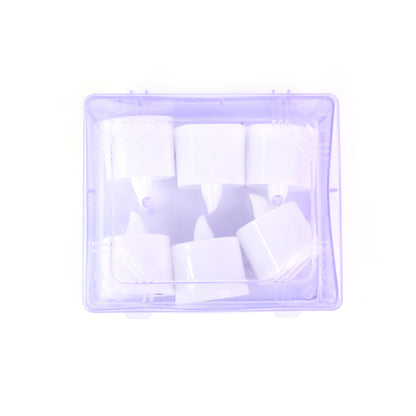 Set of six blue LED tea light candles from Wukusy, flickering with a soft glow on a dark surface.