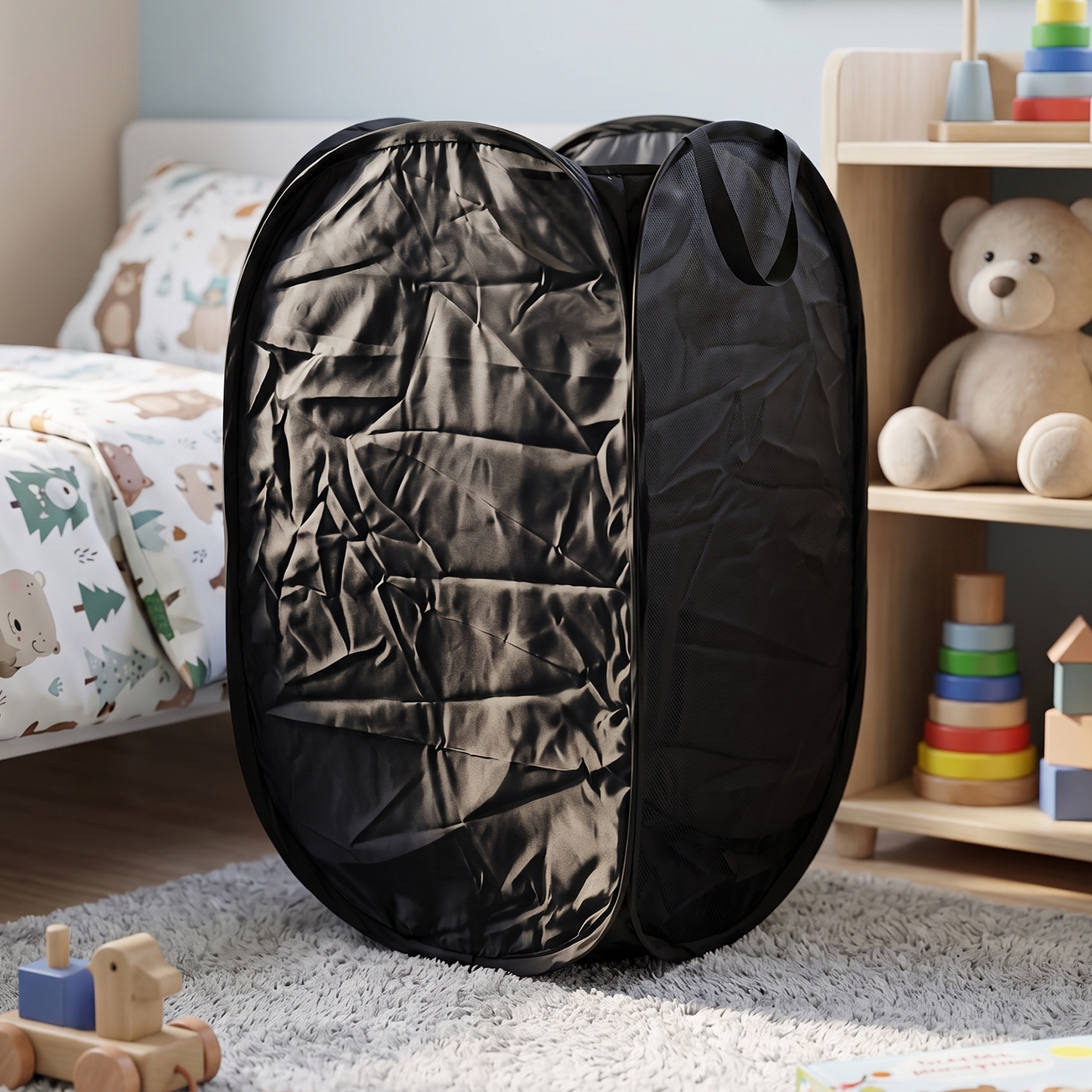 Wukusy premium foldable laundry basket with solid fabric, 37x37x60cm, portable clothes hamper for easy laundry organization