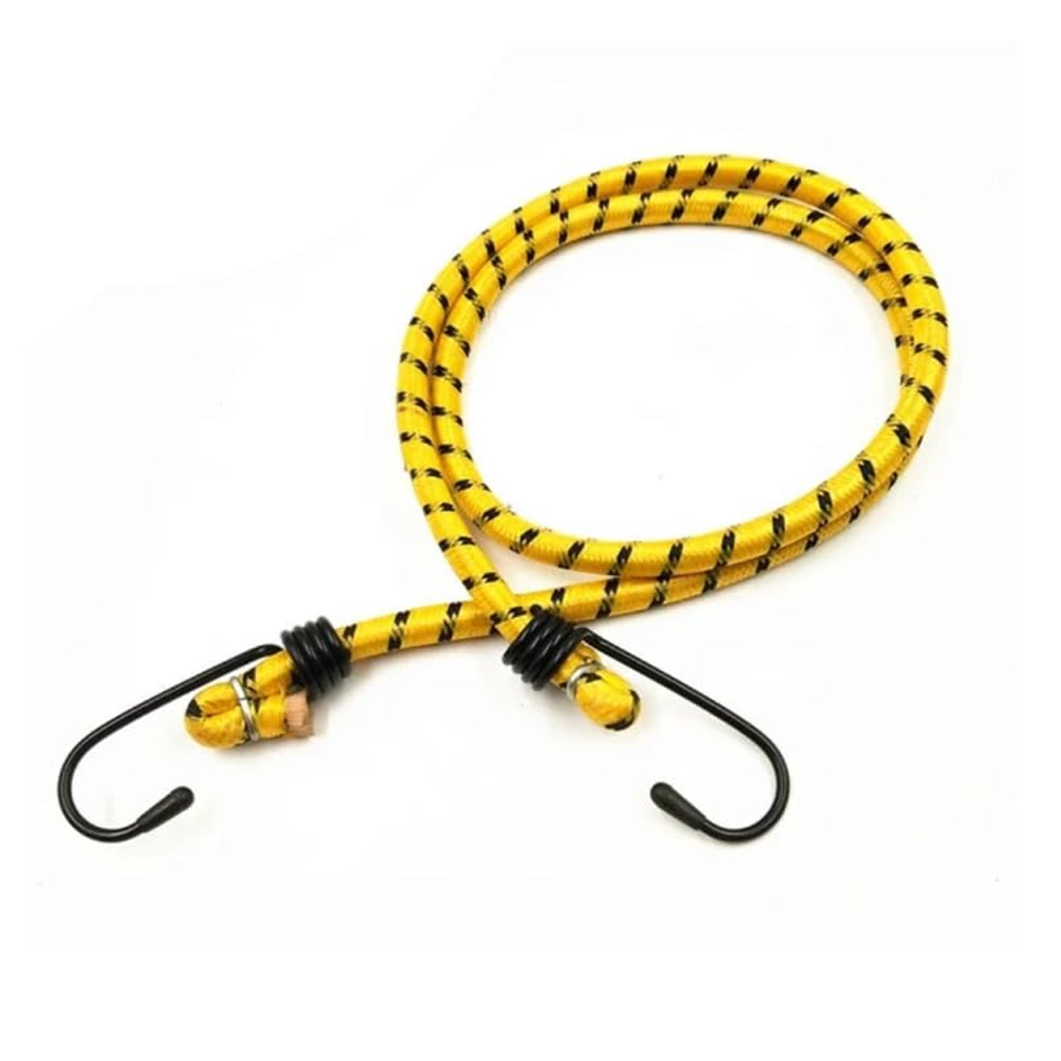 Wukusy heavy-duty elastic luggage rope with hooks, 90 cm bungee cord for securing baggage, shown stretched with hooks attached
