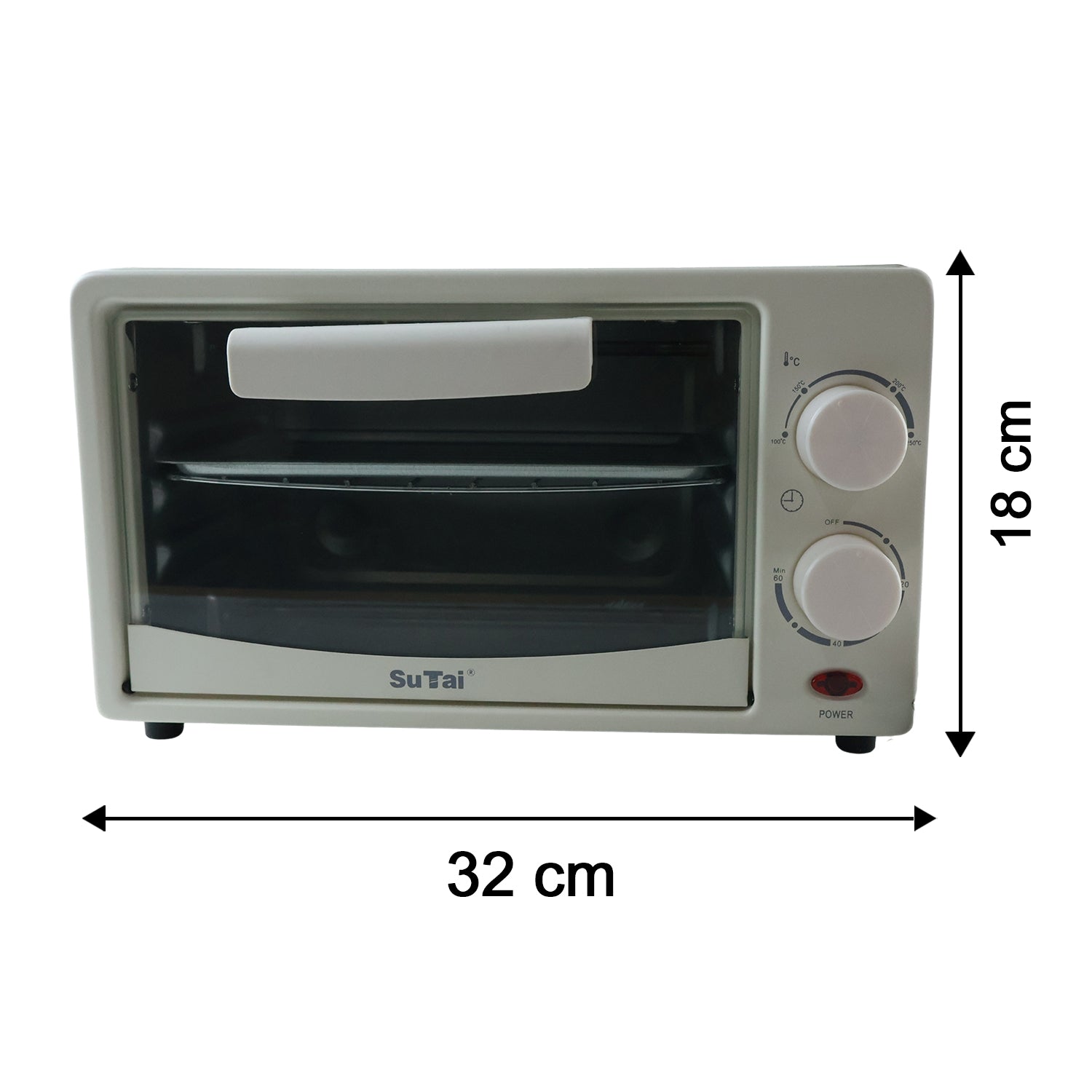 Wukusy 12L electric mini OTG oven with toaster and grill functions, 600W, compact design for baking and cooking.