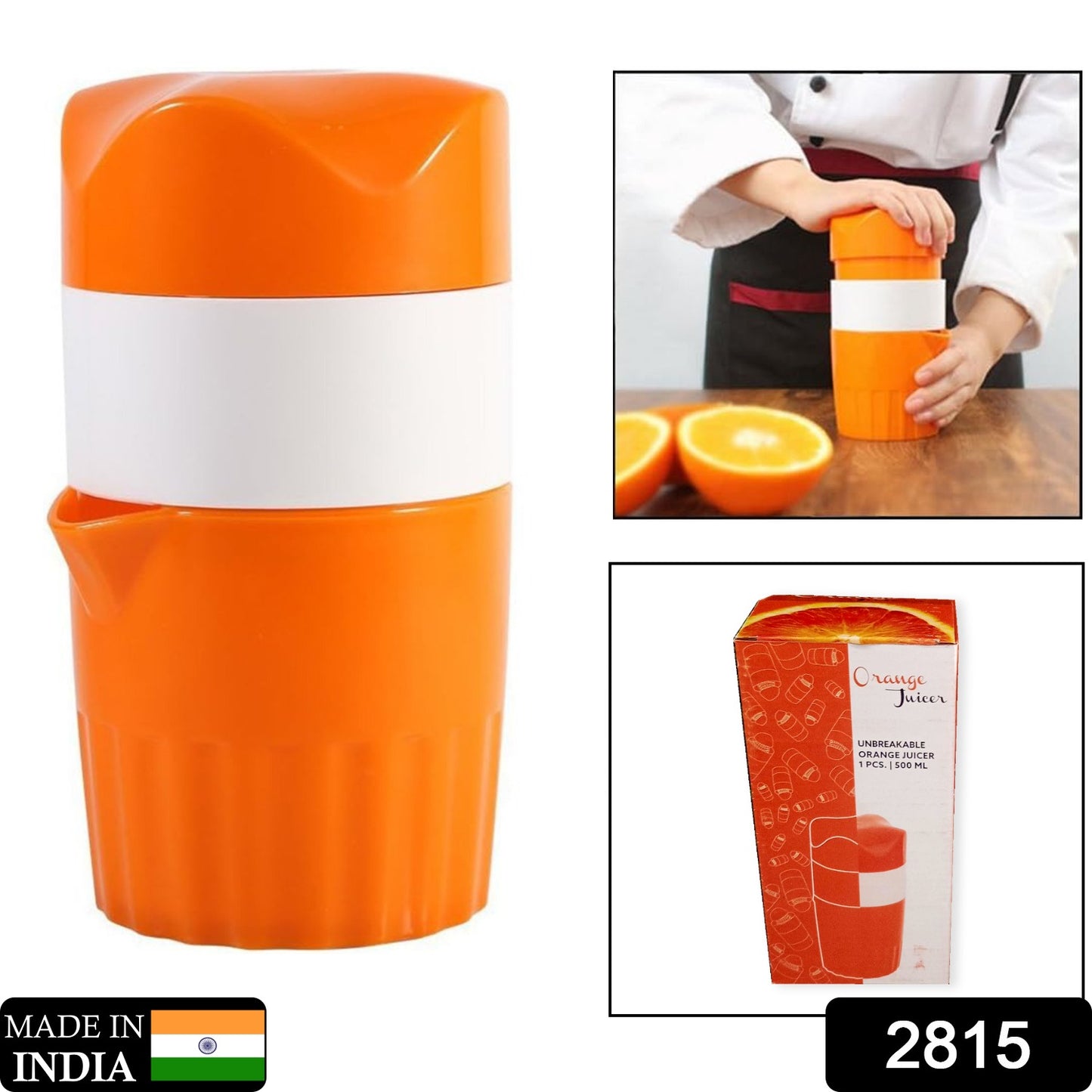 Wukusy manual handheld citrus juicer with orange and lemon fruit press, compact kitchen tool for fresh juice extraction