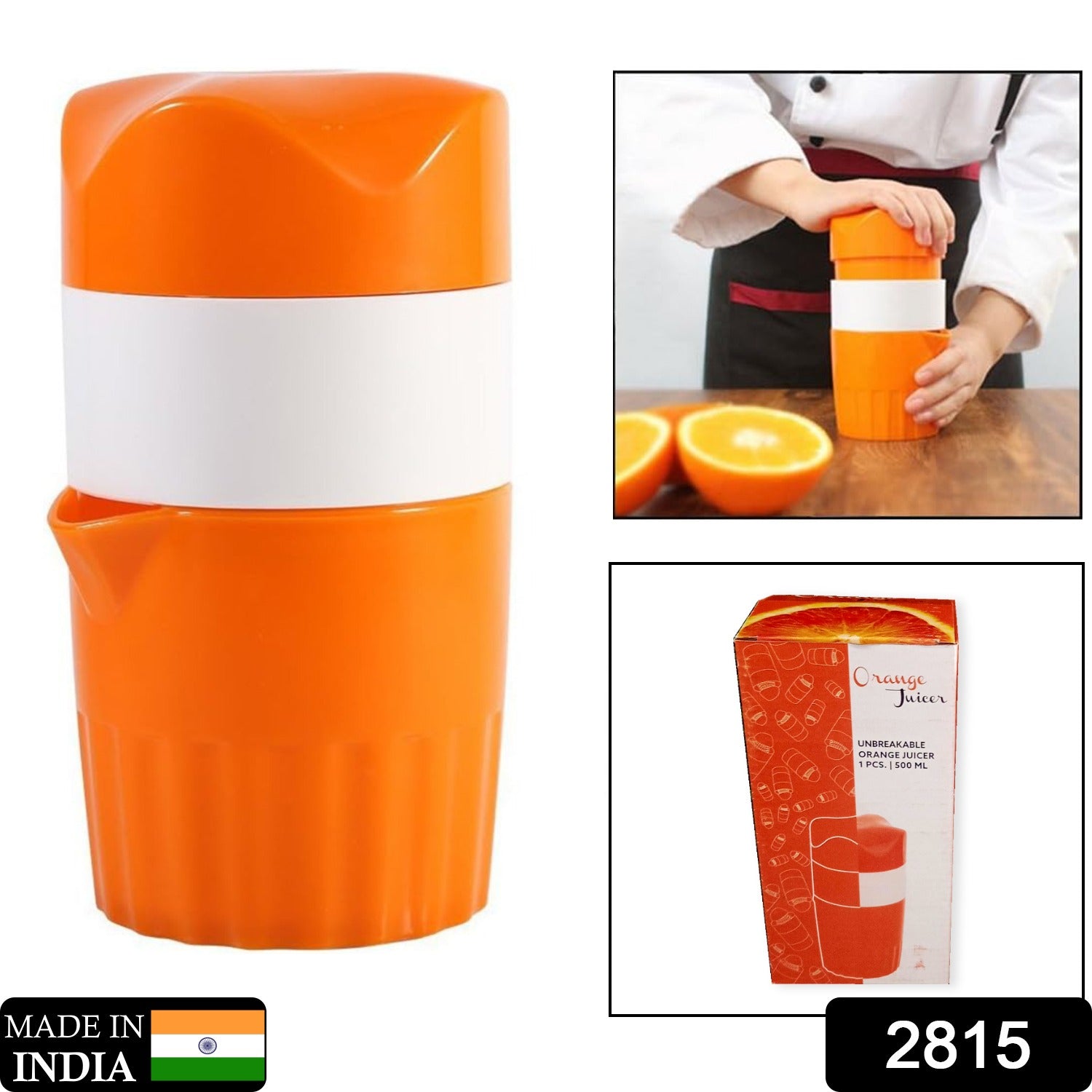 Wukusy manual handheld citrus juicer with orange and lemon fruit press, compact kitchen tool for fresh juice extraction