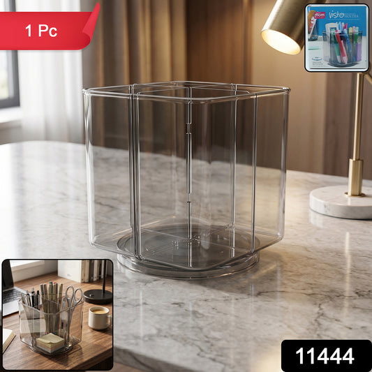 Wukusy Supermom Vista revolving pen holder with 360-degree rotation, black plastic desk organizer for pens and stationery.