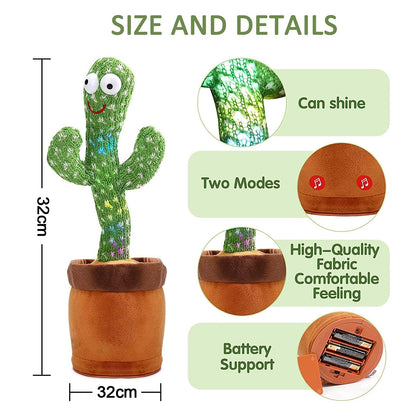 Wukusy Dancing Cactus Toy with vibrant green cactus figure and colorful accessories, designed for children's play and entertainment.