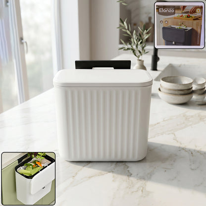 Wukusy portable plastic kitchen dustbin, 25x22 cm, compact trash bin with lid for kitchen waste management.