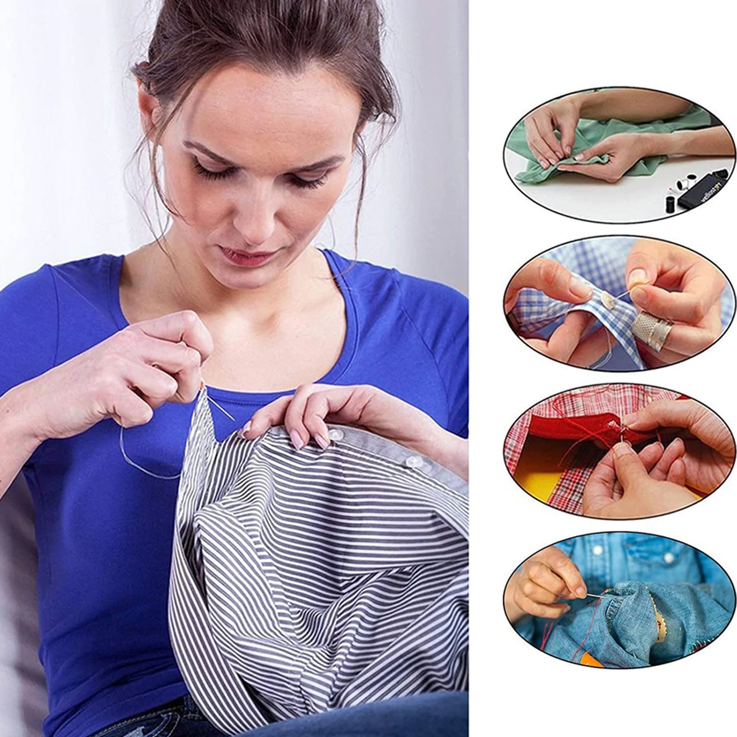 Wukusy 6052a 33-piece purse sewing set with compartments for carrying sewing supplies and accessories in a compact case.